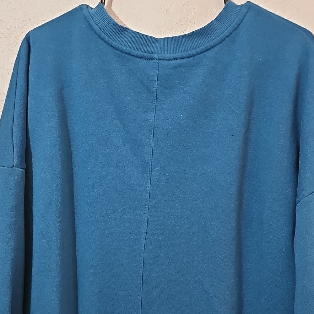 Zenana Outfitters Teal Crew Neck Sweater With Pockets Womens 2X - Picture 8 of 9
